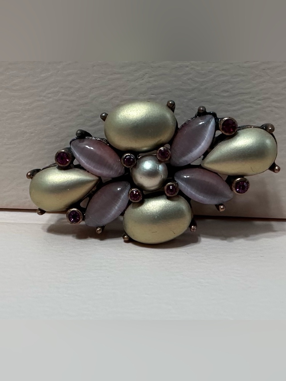 Vintage Monet Lavender and Pearl-Tone Floral Brooch — Rare
